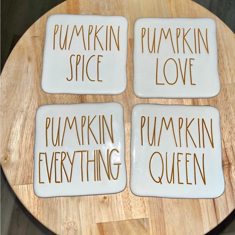 Rae Dunn White and Gold Coasters Set